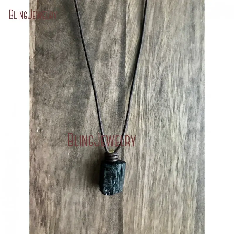 20190807-NM27813- Irregular Shapeblack Tourmaline Leather Necklace_2