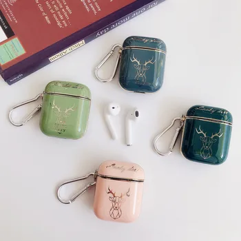 

Cool bluetooth earphone case electroplating shinning deer wapiti TPU soft plastic case Airpods unique for Apple Airpods2