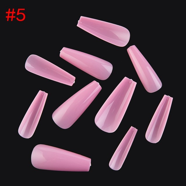Full Cover Coffin Fake Nails Artificial Press on Nails Long Ballerina Design Clear/Natural/white False Nails Art Tips
