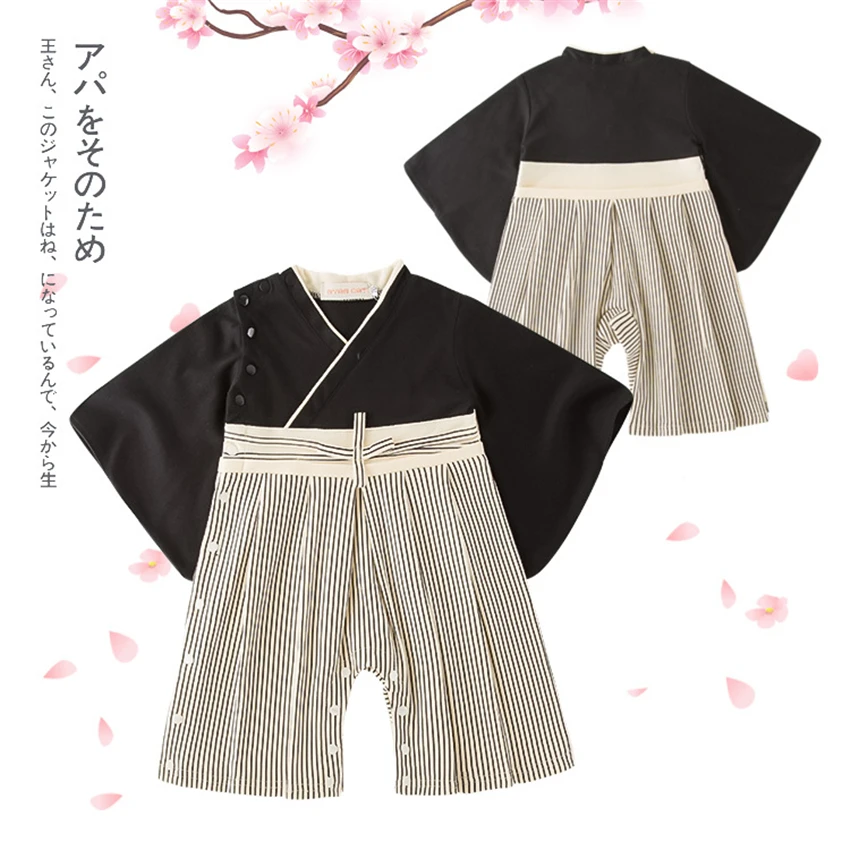 Детское кимоно, комбинезон в традиционном японском стиле, милый самурайский комбинезон для костюмированной вечеринки, хлопковая домашняя юката для мальчиков, азиатская одежда