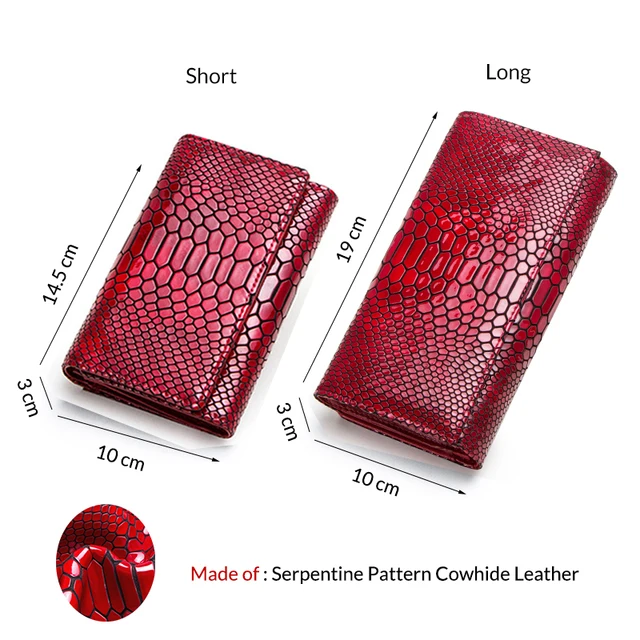 Contact s Women Genuine Leather Wallets RFID Card Wallets Female Zipper Clutch Ladies Phone Wallet Red