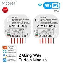 

Tuya Smart WiFi 2 Gang Double Curtain Blind Switch Module Roller Shutter Electric Motor Smart Life App with Google Home Alexa