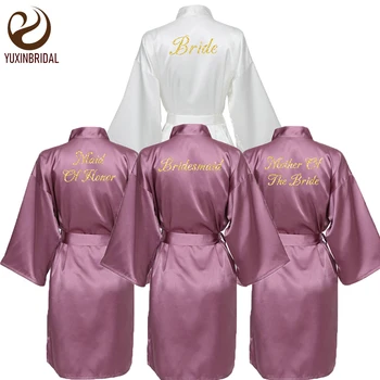 

bridesmaid satin robe Mauve Satin Silk Bride Robes Wedding Gift Bridesmaid Robes Gown Bridal Robes Sleepwear Gold Glitter Print