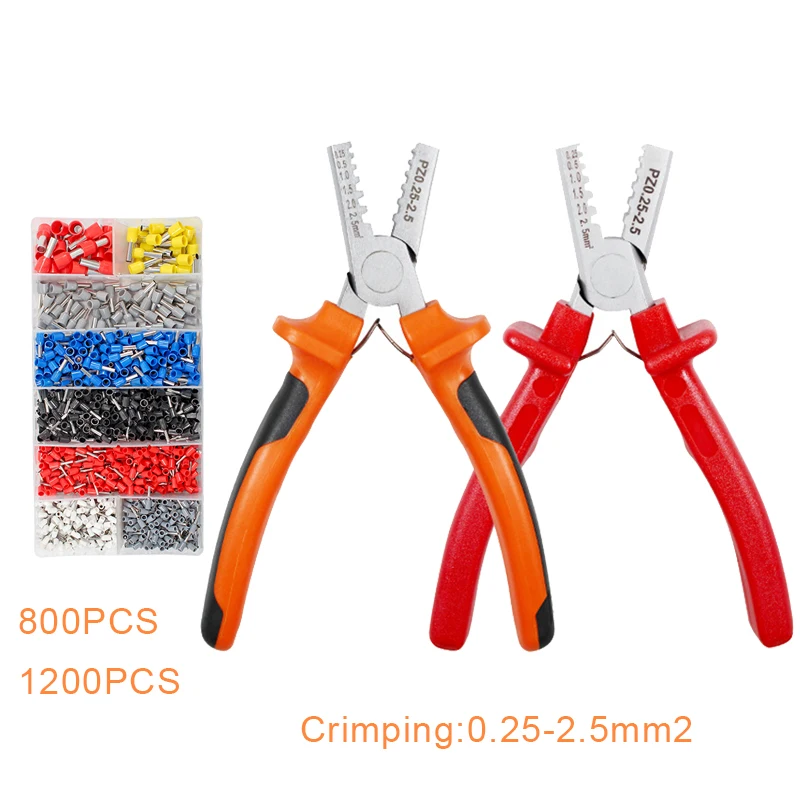 

Insulated Non-insulated Ferrules Crimper Plier Kit Deutsch Mini-type Crimping Pliers Terminal VE Tube Set PZ0.25-2.5