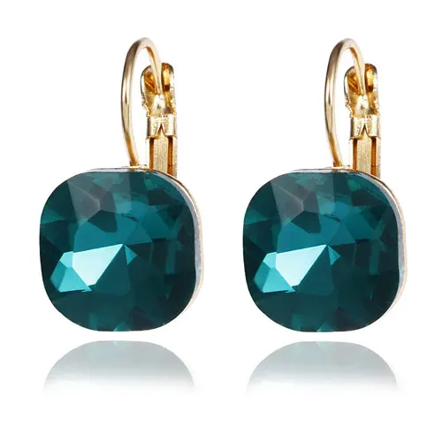 Green Boho Роскошные хрустальные серьги для женщин голубая серьга с кубическим цирконием большие ювелирные изделия с натуральными камнями - Окраска металла: Green