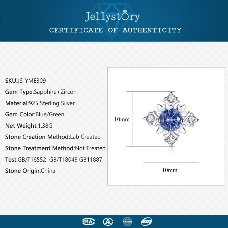 Jellystory серьги-гвоздики из стерлингового серебра S925 пробы, драгоценные камни-сапфиры, серьги-гвоздики для женщин, Свадьба Помолвка, модные ювелирные изделия