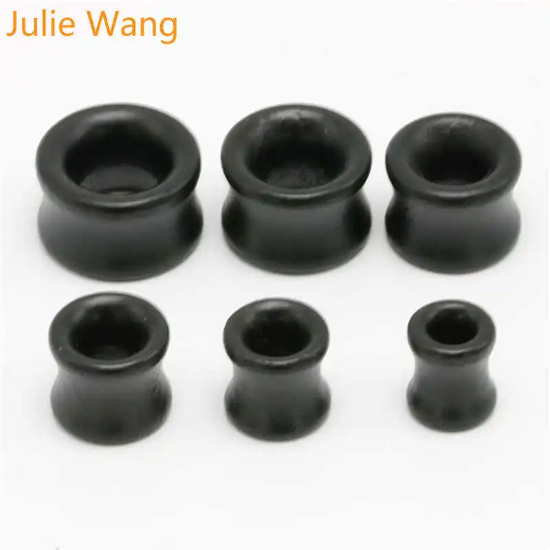 Julie Wang 8-20 мм черные коричневые деревянные серьги-Плаги для пирсинга гибкие ушные туннели кожи полые ушные манометры пирсинг для тела ювелирные изделия