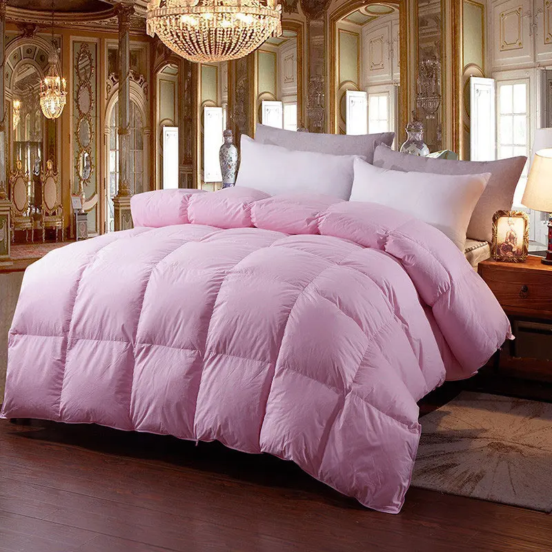 Высококачественное пуховое одеяло, плотное хлопковое пуховое бархатное зимнее теплое весенне-осеннее Стёганое одеяло, одеяло на гусином пуху, постельные принадлежности - Цвет: Pink