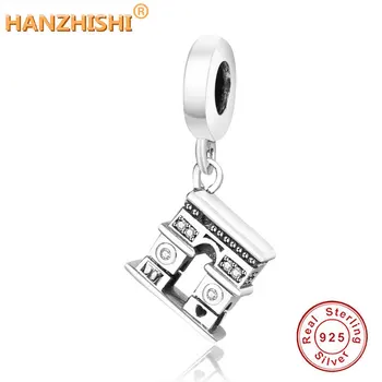 

Real S925 Sterling Silver New Arc de Triomphe Dangle Bead Fit Original Fine Charm Bracelet Bangle Silver Pendant DIY Jewelry