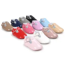Обувь для новорожденных девочек; 12 цветов; однотонное милое платье принцессы из искусственной кожи; вечерние туфли для малышей; Bebe; обувь для первых шагов; обувь для девочек