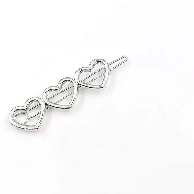 Korean Style Hollow Love Heart Hairpin Barrettes Sweet Hair Clips For Woman Girl Fashion Hair Accessories Styling Tools Silver