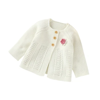 

Pudcoco 2020 Autumn Infant Baby Girls White Lovely Flower Sweater Single Breasted Casual Cardigan Knitted Outfits