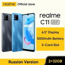 [World Premiere In Stock] realme C11 2021 NFC Global Russian Version 2GB RAM 32GB ROM 6.5" HD+ 5000mAh Long-Lasting Battery