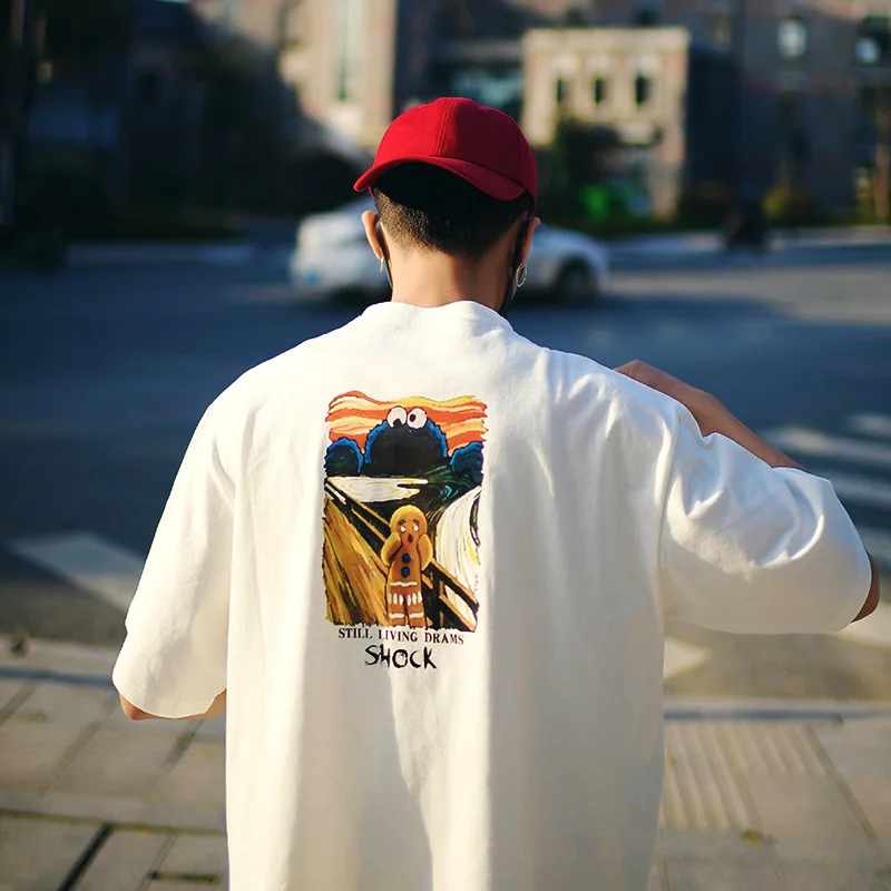 

Oversized T Shirt Men Streetwear Art Graffiti Hip Hop Shirts Painting Printed for Mens Short-sleeved Outdoor Skateboard T-shirts