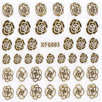 

NEW Arrival 18K Golden Rose Flower 3D Decals Nail Art Decoration Sticker Tips plastyic Drop Shipping XF6003