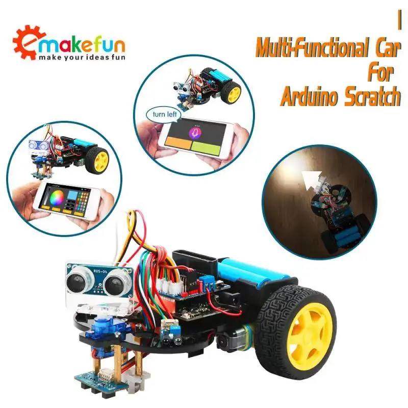 

Arduino Robot Kit 4wd Cars Robotics Learning Kit Starter Bot RC Remote Control Educational Stem Toys for Children Kid