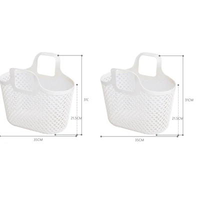 В упаковке 2 патента модные пластиковые корзины для хранения с ручкой анти-ротанг корзина для покупок PE мягкий Пластик плетеная корзина - Цвет: Creamy-white