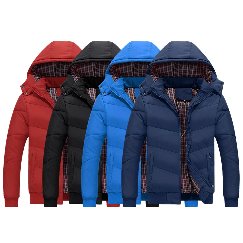 

2019 Fashion Winter Jacket Men Casual Hooded Coats Solid Color Simple Thick Warm Parka Men Classical Outwear Down Jackets Hombre