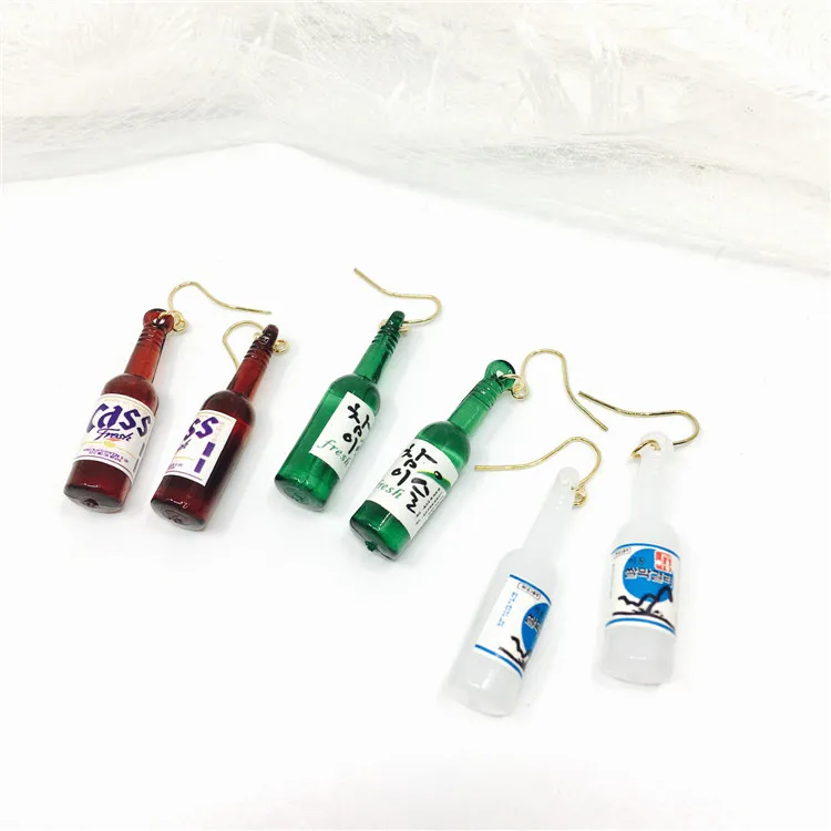 

Mineral Water Bottle Funny Earrings for Women Creative Beer Bottle Cute Red Earrings Fashion Jewelry Drop Summer Earrings Female