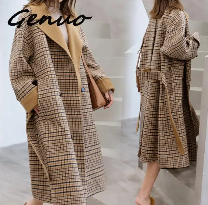 Женское шерстяное пальто с длинным рукавом в европейском стиле|Пальто| |