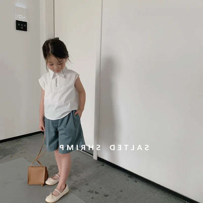 

Girl'S Suit Korean-style Doll Shirt And Shorts 19 Summer Wear New Style Childrenswear 3-8-Year-Old
