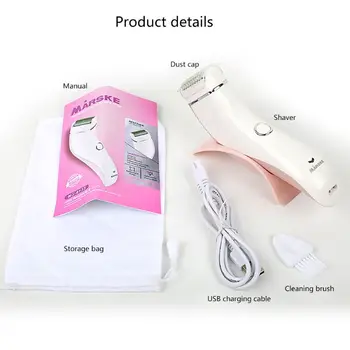 

1Set USB Charging Electric Razor Women Wet Dry Painless Hair Remover with Base Holder for Legs Underarms Bikini Trimmer