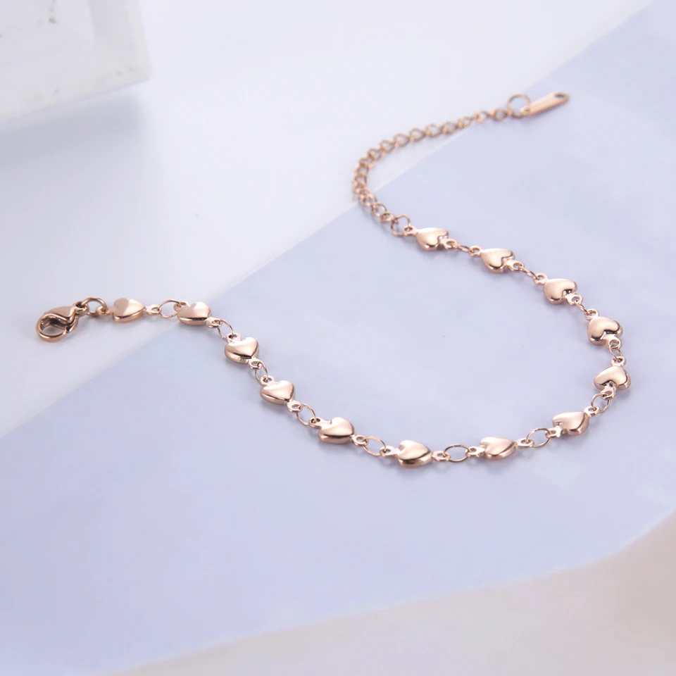 Wedity Cavigliere a forma di cuore Love Peach Heart Cavigliera Bracciali Accessori da spiaggia Gioielli per piedi Regolabili per donne Ragazze