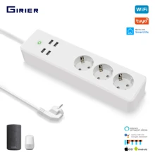 Tuya Wifi Power Strip 3 EU Smart Sockets Plug with 4 USB Ports Smart Home App Voice Wireless Remote Control Works with Alexa Tuya Wifi Power Strip 3 EU Smart Sockets Plug with 4 USB Ports Smart Home App Voice Wireless Remote Control Works with Alexa