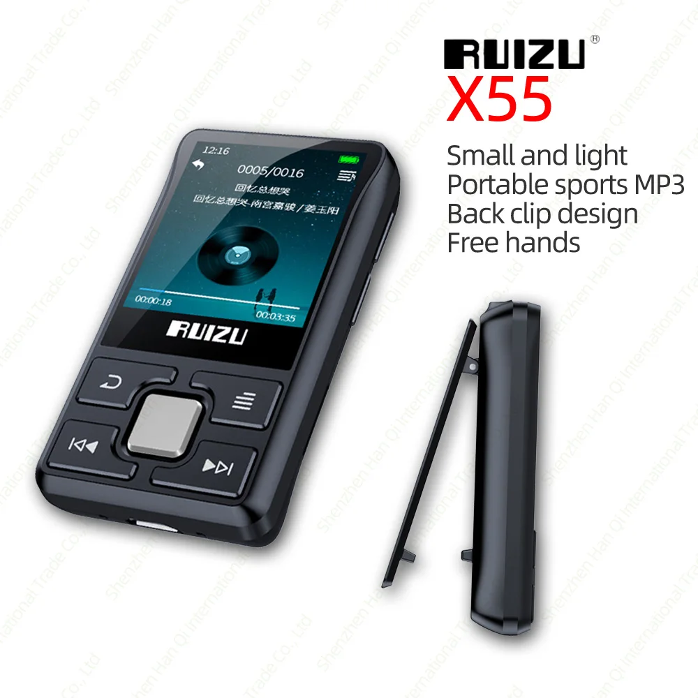 Ruizu x55 clipe esporte bluetooth mp3 player 8 gb mini com suporte de tela tf cartão