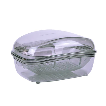 

2pcs Container Box Anti Slip Portable With Lids For Home Desktop Organizer Soap Case Bathroom Double Layer Transparent Plastic