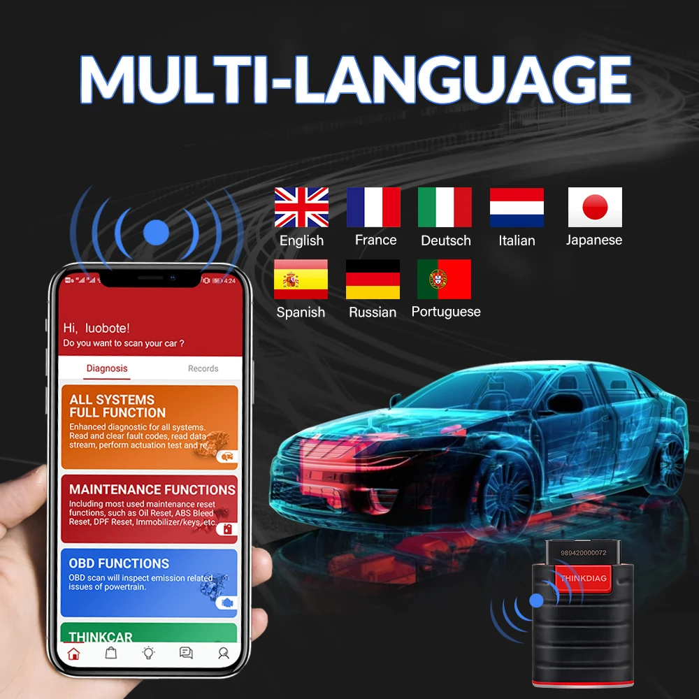 THINKCAR Thinkdiag Easydiag 16 Reset Functions Diagnostic Tools ECU Coding Adapter Update Online Full System OBD2 Scanner Tool