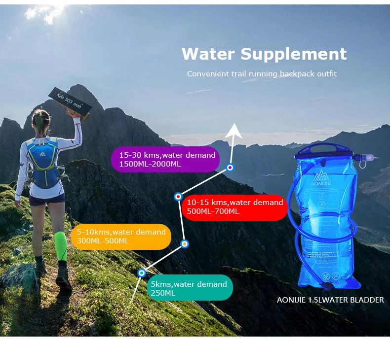 AONIJIE гидратация пакет рюкзак сумка Жилет Жгут воды мочевого пузыря Пешие прогулки Кемпинг бег марафон гонки спорт 8L E883