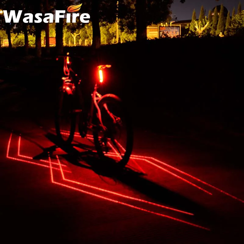 WasaFire светодиодный лазерный велосипедный светильник USB Перезаряжаемый задний 6