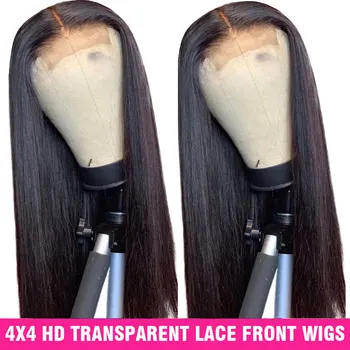 

6X6 4X4 Lace Closure Wig Hd Transparent Lace Frontal Wig 150% Peruvian Wig Straight Lace Front Human Hair Wigs For Women Remy