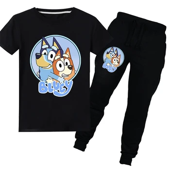 

Kids Clothes Boys Summer T Shirt Trousers Sets Fashion Bluey Bingo Girls Clothing Baby Girl Tops Suit Teenage Children Tees Pant