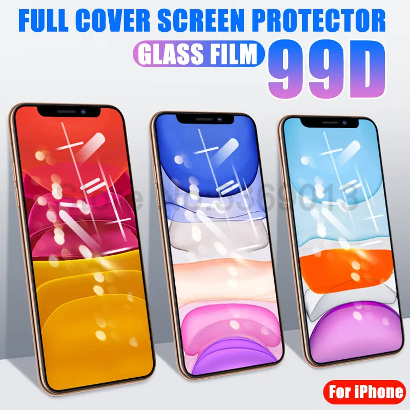 

99D Protective Tempered Glass on the For iPhone 6 6s 7 8 Plus X Glass Soft Edge Screen Protector iPhone 11 Pro X XR XS Max Film