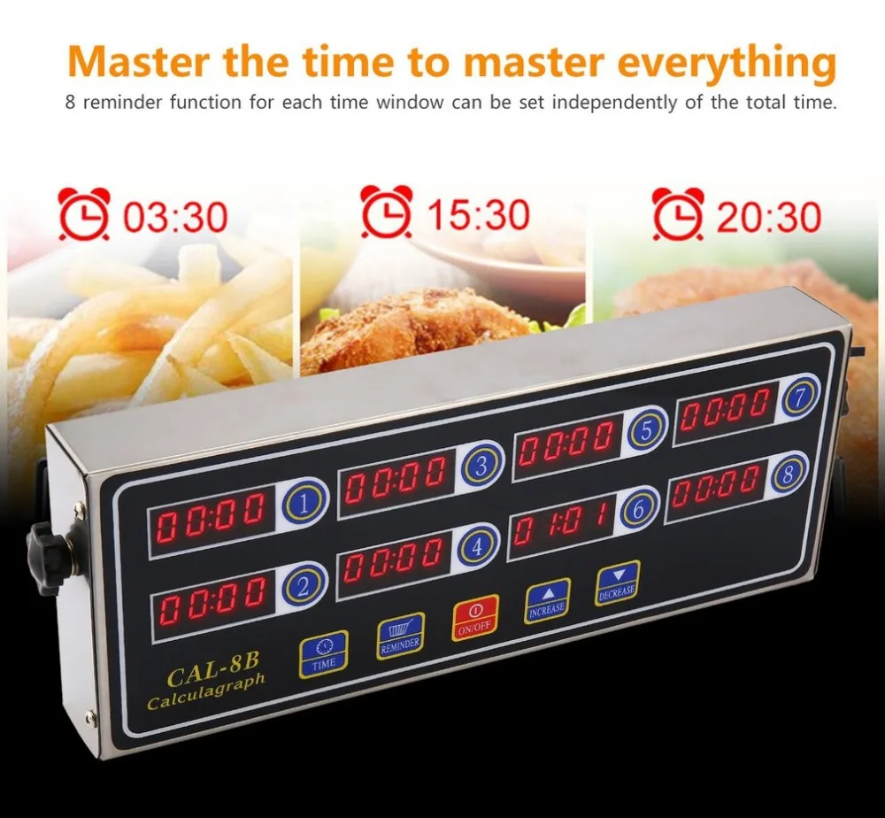 220V 50/60Hz CAL-8B Портативный счетчик времени 8 канальный цифровой таймер Кухня Пособия по кулинарии Сроки ЖК-дисплей; часы тряски напоминание