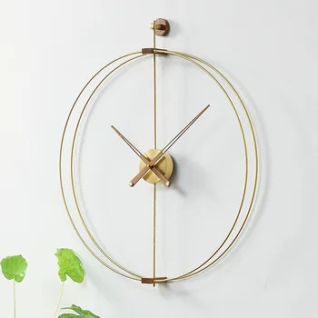 

Nordic Creative Wall Clock Metal Living Room Walnut Wood Silent Watch Spain Modern Clocks Wall Watch Home Decor Duvar Saati Gift