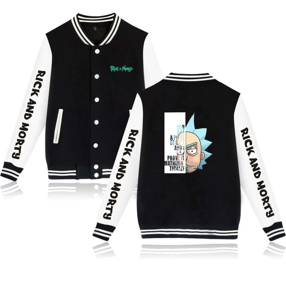 lower price Rick and Morty Printed Baseball Jackets Women/Men Long Sleeve Jacket 2019 Hot Sale Casual Streetwea