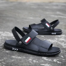 Мужские сандалии кожаные обувь из натуральных материалов; Уличная обувь; летняя пляжная обувь для прогулок в римском стиле обувь ручной работы черный мужской Вьетнам из дышащего материала