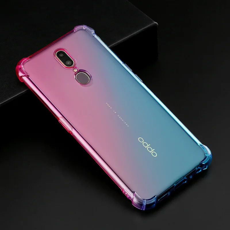 Постепенное изменение цвета чехол для OPPO F5 F7 F9 Pro F11 задняя крышка на для OPPO A9 A7 AX7 A5S Прозрачный чехол для OPPO A3S A3 крышка - Цвет: Pink Green