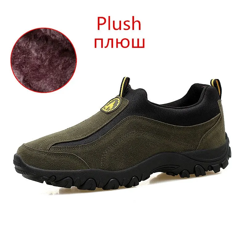 Men Boots Winter With Fur Warm Snow Boots Men Winter Boots Work Shoes Men Footwear Fashion Rubber Ankle Shoes - Цвет: Army Green