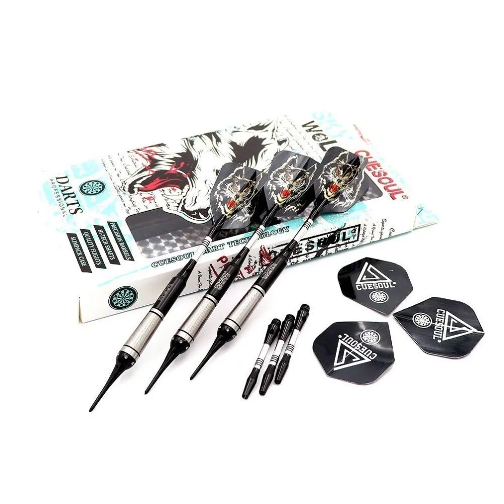 

3PCS CUESOUL Professional Darts Soft Tip Darts 18g 15cm Electronic With Sliver Barrel Wolf Flights Dardos Flights