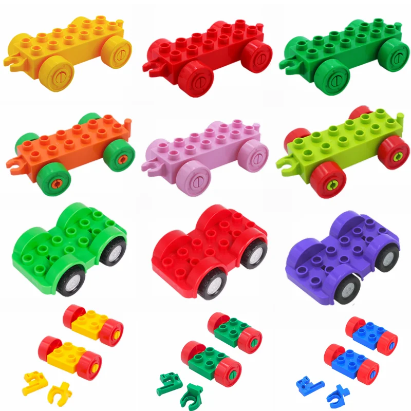 Duplo кирпичи автомобили Поезд Нижняя лодка дорожный знак строительные блоки
