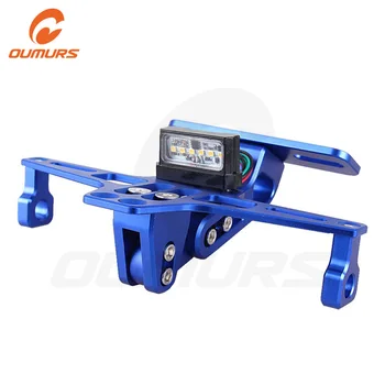 

OUMURS CNC Motocycle Rear Number License Plate Mount Holder With LED Light Bracket Blue For Yamaha BMW Ducati Honda CBR500 650