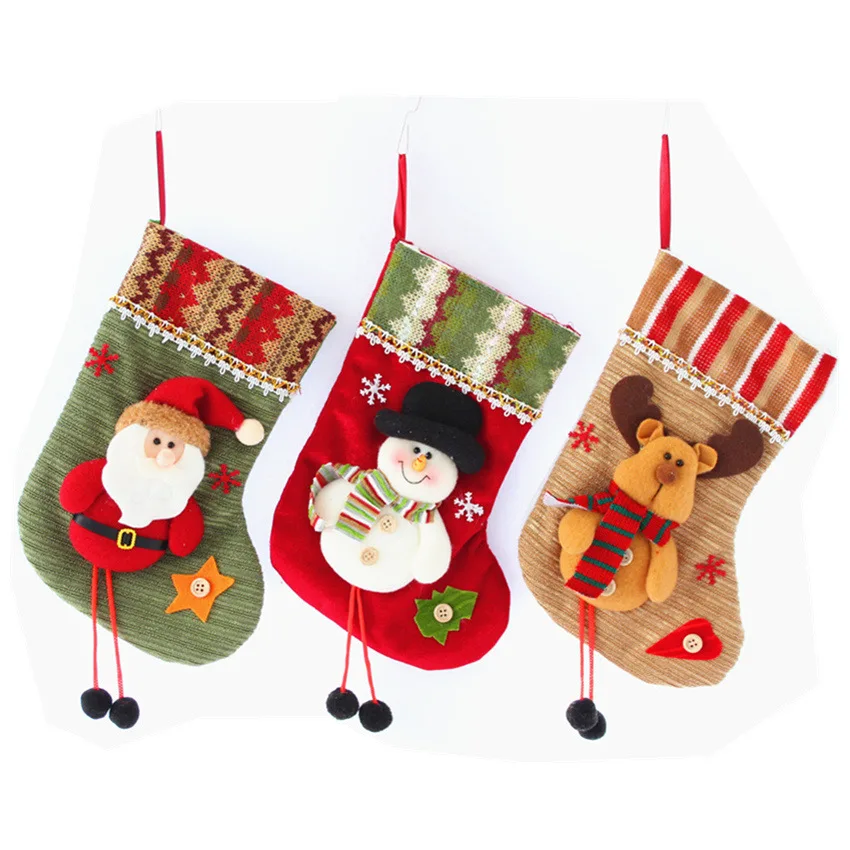 25*13 см 5 шт. рождественские носки Санта Снеговик олень шаблон Подарочная сумка для украшения фестиваля, 5Yc7716