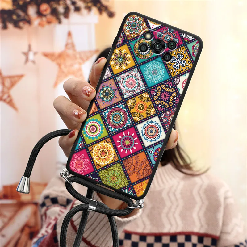 iphone 11 Pro Max  cover לxiaomi Poco X3 NFC מקרה שרשרת שרוך חבל סיליקון Funda עבור Poco X3 פרו POCOX3 X 3 NFC 6.67 ''נמר חזרה כיסוי פגוש iphone 11 Pro Max  silicone case