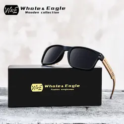 W & E женские солнцезащитные очки в деревянной оправе из бука, поляризованные солнцезащитные очки для мужчин, Зебра, синий, зеленый объектив