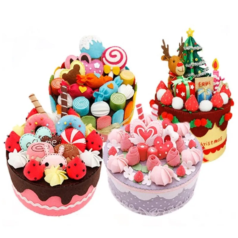 Diy Handmade Non-Woven Fabric Craft Christmas Cake Storage Box Felt Material Package 21/14.3cm