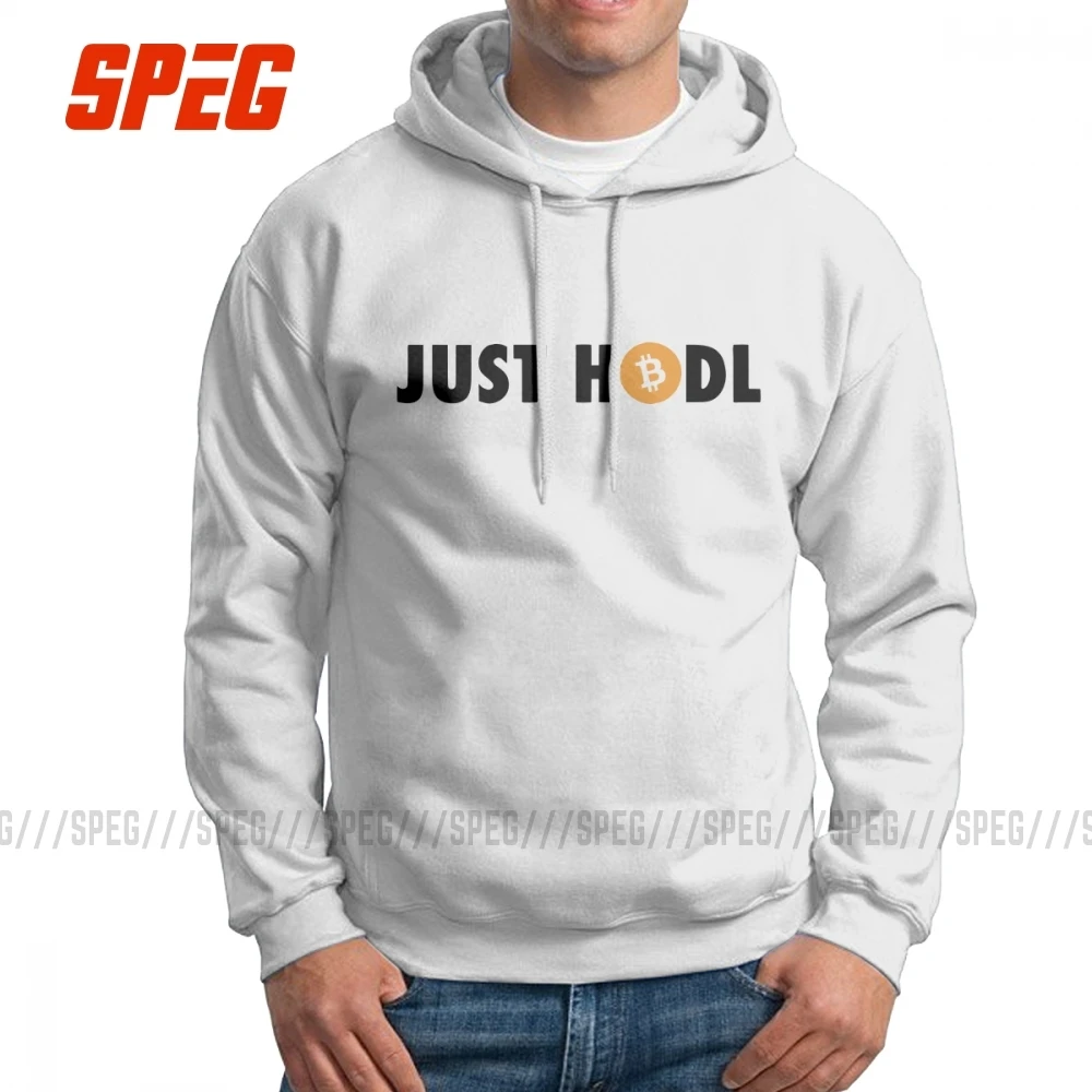 Just Hodl Биткоин темный текст криптовалюты толстовки для мужчин Винтаж толстовка рубашка Чистый хлопок Графический толстовки с капюшоном